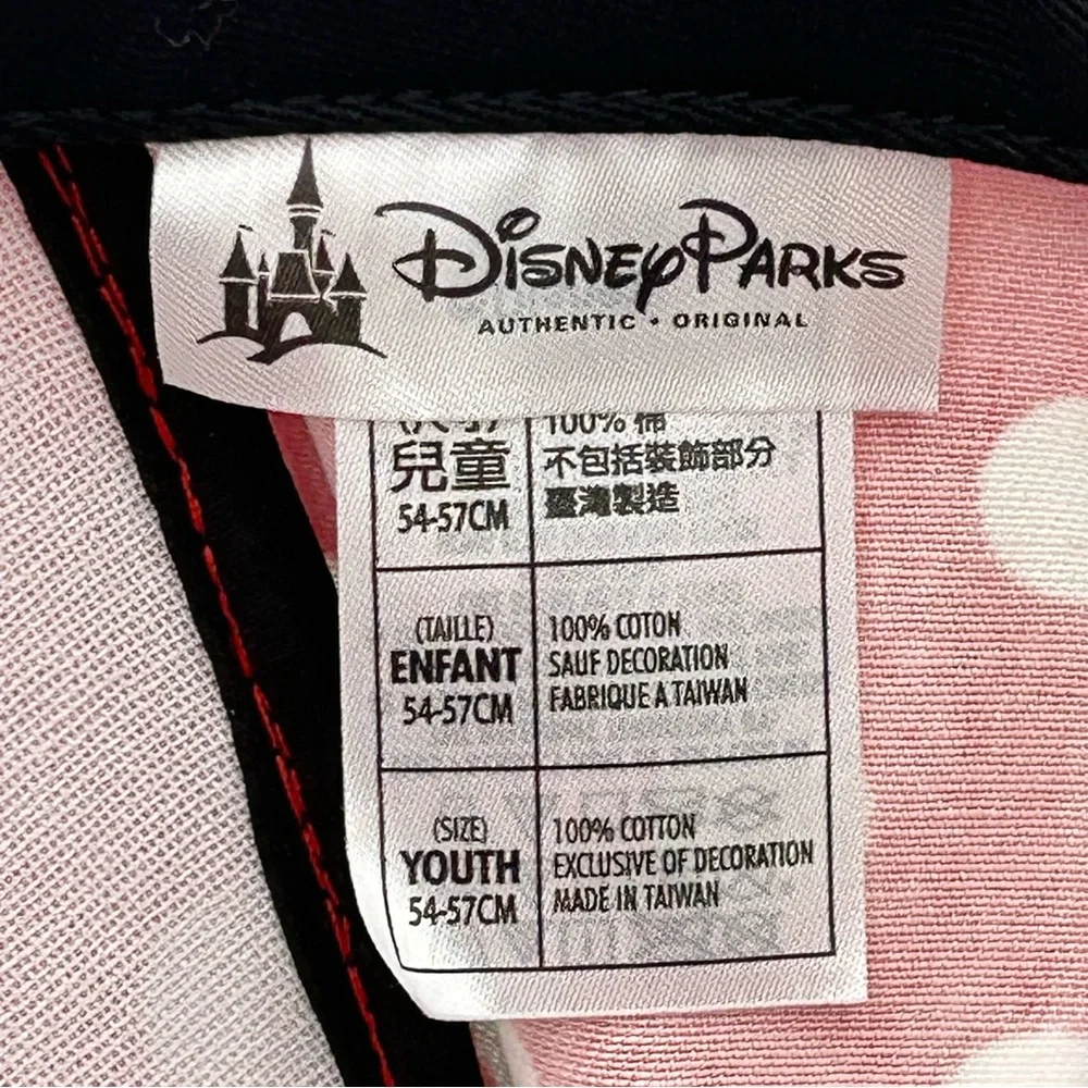 Disney Parks Minnie Mouse Ballcap Hat Youth Ears Bow Embroidery Red Polka‎ Dot
